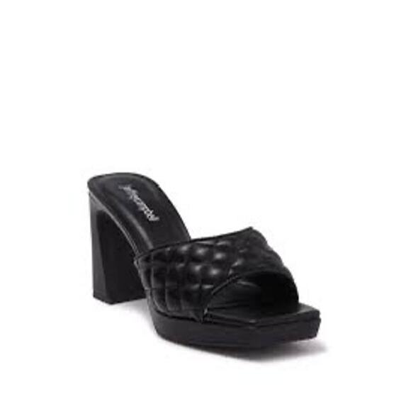 Jeffrey Campbell Nana Vegan leather Quilted Platform Mules in Black Size 10 - Picture 1 of 9